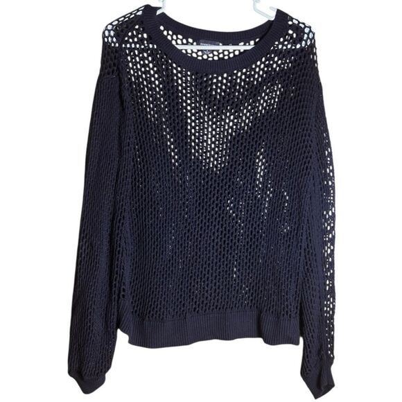 Summersalt The Fishnet Crewneck Cover-Up Black Knit Top Size Medium 📦 - Picture 1 of 7